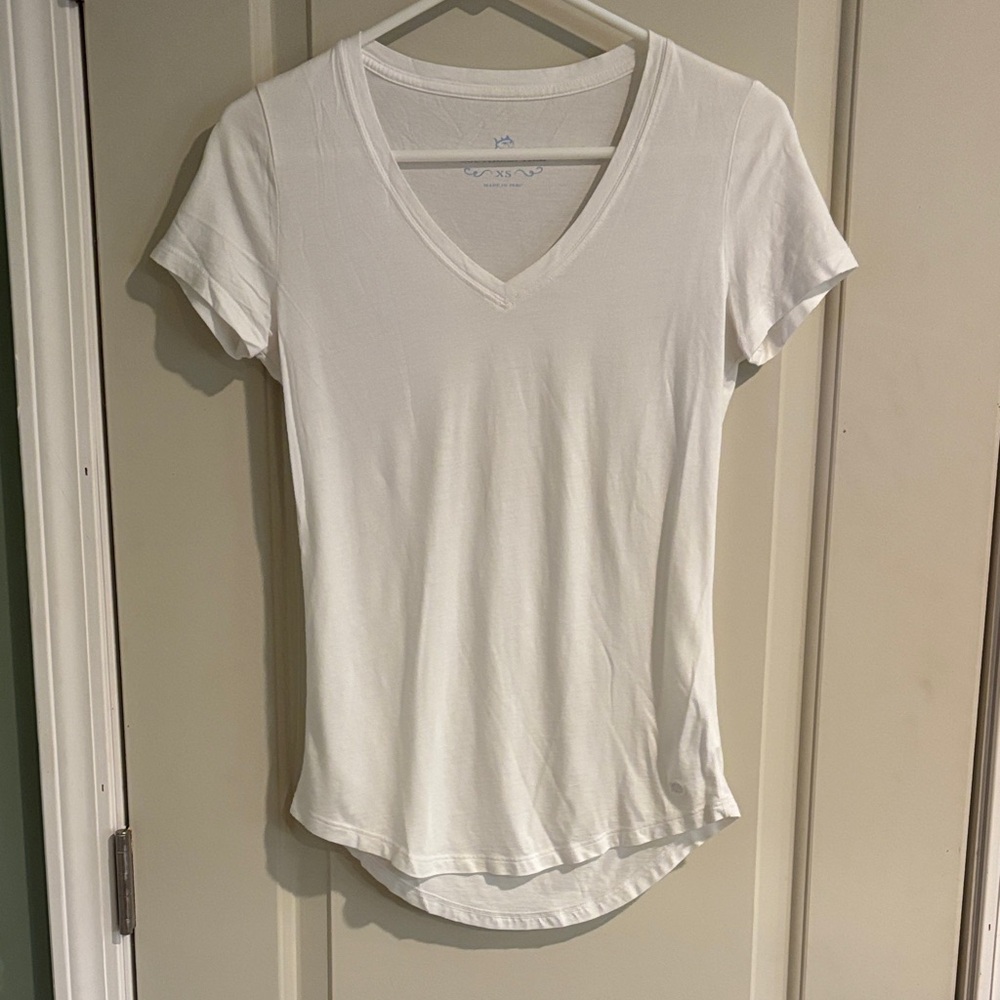 Southern Tide Women’s XS White V-Neck Cotton Tee
